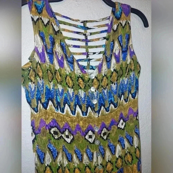 Vintage Dress Barn Tribal Print Maxi Button Down Dress Size 10 - Picture 8 of 8